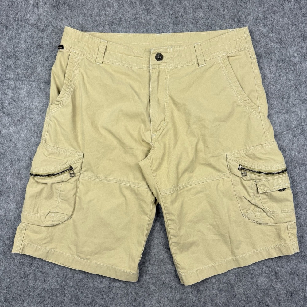 Kuhl Shorts Mens 34 Tan Khaki Cargo Hiking Outdoor Rugged Utility Casual Vintage
